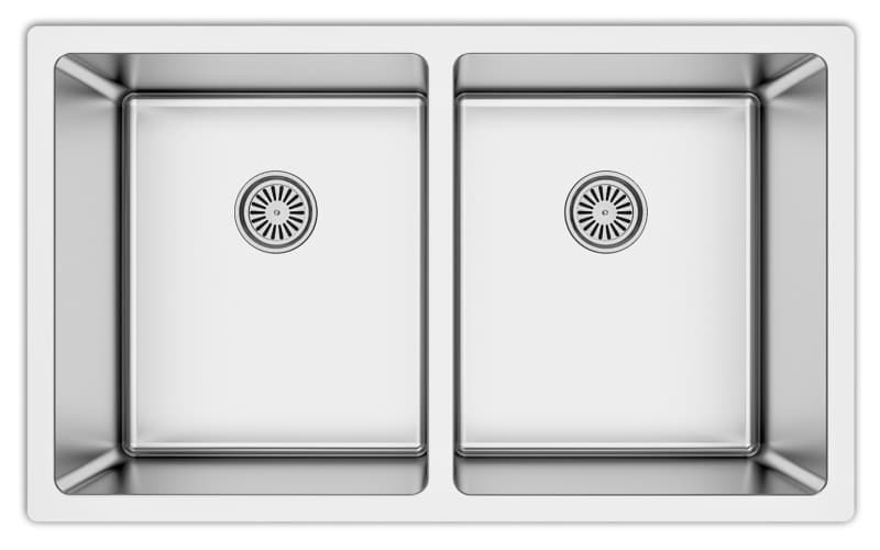 Karran Select 30"W Stainless Steel Undermount Kitchen Sink Double 50/50 Bowl, 16 Gauge, SU76-N20 - 20/Pallet