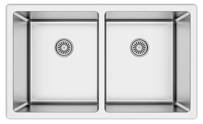Karran Select 32"W Stainless Steel Undermount Kitchen Sink Double 50/50 Bowl, 16 Gauge, SU77-N20 - 20/Pallet
