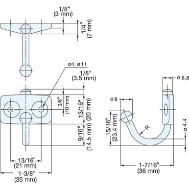Sugatsune SWING HOOK W/FRICTION SST 36MM PROJ, TK-30F