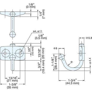 Sugatsune SWING HOOK SST 44MM PROJ 100/BX, TK-45