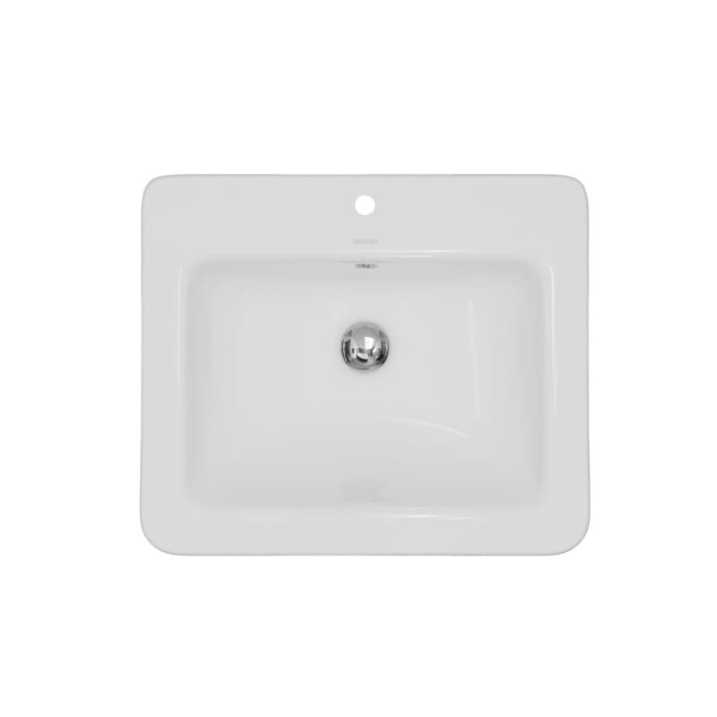 Karran Vitreous China Gloss White 21-1/4"L x 18-1/8"W Vanity Sink Top Mount, Single Bowl - VC-204-WH