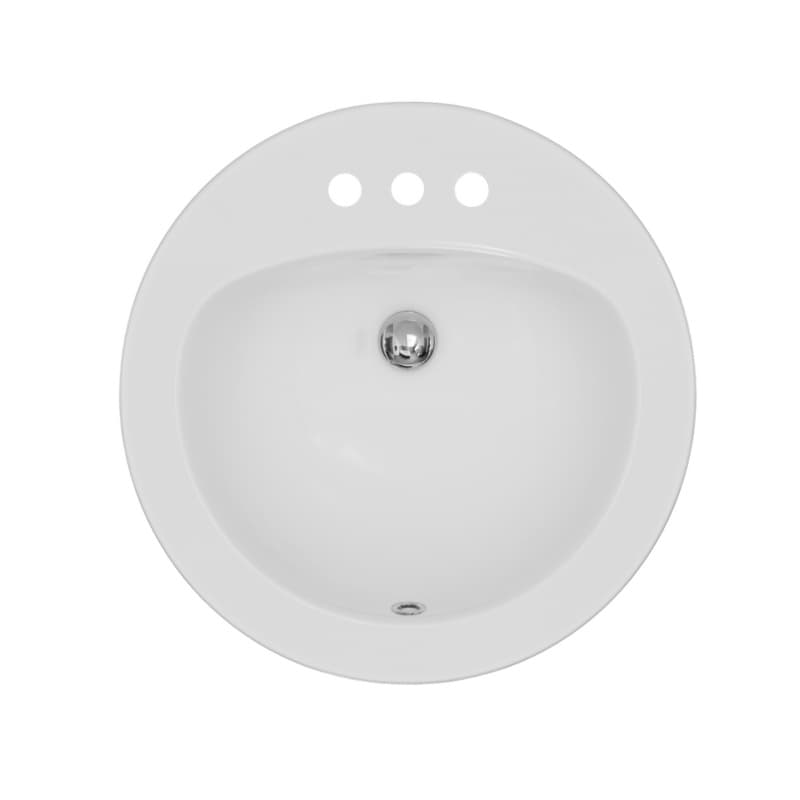 Karran Vitreous China Gloss White 19-1/2"L x 19-1/2"W Vanity Sink Top Mount, Single Bowl - VC-206-WH