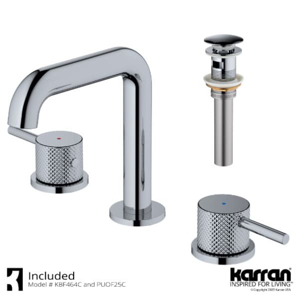 Karran Tryst Bathroom Faucet, 3-Hole w/Dual Lever Chrome, KBF464C