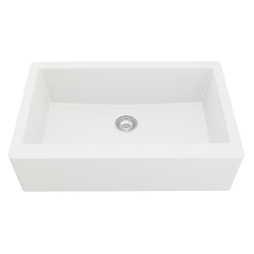 Karran Quartz 34" Single Bowl Apron Front/Farmhouse Sink, Undermount, White, QA-740-WH