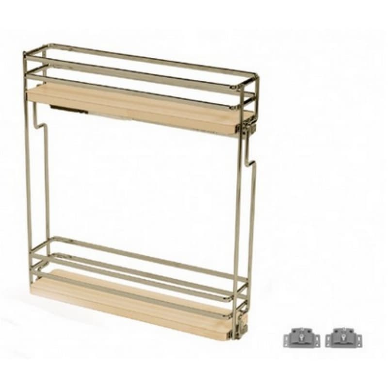 Salice QELQAM Series W Maple/Champagne Base Cabinetry Pullout Organizer with Soft-close Full extension Slides, - QELQAM6SXOMVCH