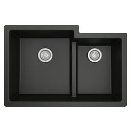 Karran 32"W x 21-1/4"D Quartz Black Double 60/40 Bowl Undermount Sink - QU-811-BL