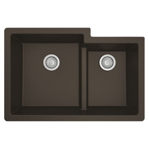 Karran Quartz 32" 60/40 Double Bowl Undermount Sink, Brown, QU-811-BR
