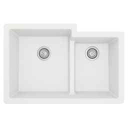 Karran 32"W x 21-1/4"D Quartz White Double 60/40 Bowl Undermount Sink - QU-811-WH