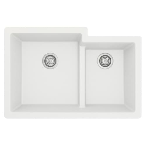 Karran Quartz 32" 60/40 Double Bowl Undermount Sink, White, QU-811-WH