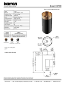 Karran Cinox Series Gunmetal Grey Round Single Bowl Stainless Steel Brushed Finish Above Counter Vanity Pedestal Sink, CCP200SS, technical data sheet