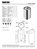 Karran Cinox Series Brushed Copper Round Single Bowl Stainless Steel Brushed Finish Above Counter Vanity Pedestal Sink, CCP400BC, technical data sheet