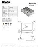 Karran Cinox Series Stainless Steel Rectangular Single Bowl Brushed Finish Top Mount Vanity Sink, CCT200SS, technical data sheet