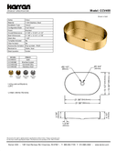 Karran Cinox Series Gold Oval Single Bowl Stainless Steel Brushed Finish Top Mount Vessel Vanity Sink, CCV400G, technical data sheet