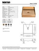 Karran Cinox Series Stainless Steel Square Single Bowl Brushed Finish Top Mount Vessel Vanity Sink, CCV500SS, technical data sheet