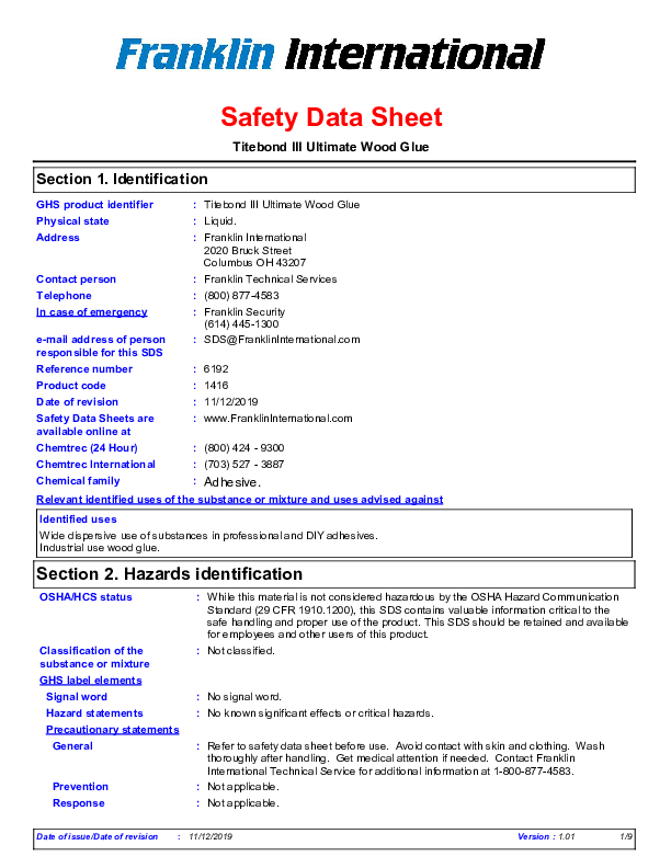 Material Safety Data Sheet