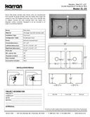 Karran Elite Series Stainless Steel Double Bowl Top Mount Kitchen Sink, EL-35-PK1, technical data sheet