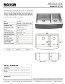 Karran Elite Series Stainless Steel Double Bowl Undermount Kitchen Sink, EL-87-PK1, technical data sheet