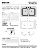 Karran Profile Series Stainless Steel Double Bowl Top Mount Kitchen Sink, PT35, technical data sheet