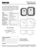 Karran Profile Series Stainless Steel Double Bowl Undermount Kitchen Sink, PU23L, technical data sheet