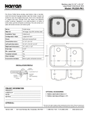 Karran Profile Series Stainless Steel Double Bowl Undermount Kitchen Sink, PU23R, technical data sheet