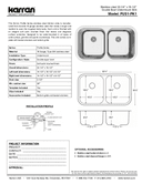 Karran Profile Series Stainless Steel Double Bowl Undermount Kitchen Sink, PU51, user manual