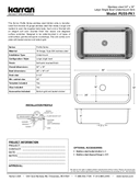 Karran Profile Series Stainless Steel Single Bowl Undermount Kitchen Sink, PU55, user manual