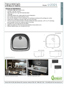 Karran Undermount Series Stainless Steel Single Bowl Undermount Kitchen Sink, U-2321, technical data sheet