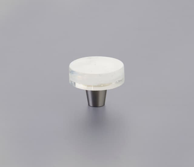 Schaub Fused Glass Small Round Knob, 1-1/2" Dia, Translucent White, Conical Stem, Brushed Stainless Steel - 211064-TW-BSS