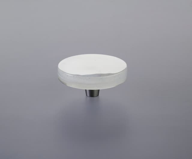 Schaub Fused Glass Large Round Knob, 2-1/2" Dia, Translucent White, Conical Stem, Brushed Stainless Steel - 211065-TW-BSS