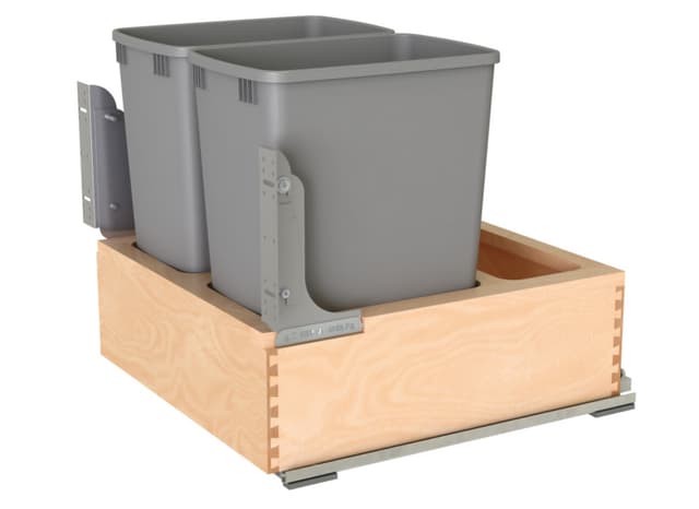 4WC Series Double Bin Bottom Mount Waste Container for 24" Cabinet, Maple, Rev-A-Shelf