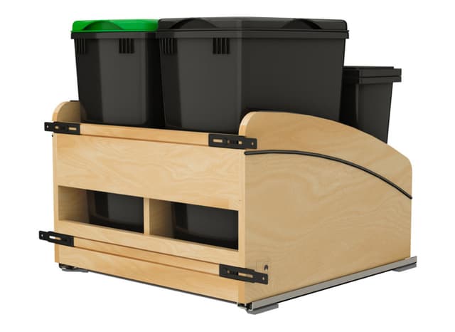 4WCCC Craftsman Series Quadruple Bin Bottom Mount Waste Container for 24" Cabinet, Rev-A-Shelf