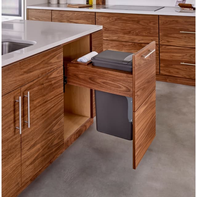 4WCTM-RM Series Top Mount Walnut Waste Container, 50 quart, for Face-Frames, Rev-A-Shelf Corporation