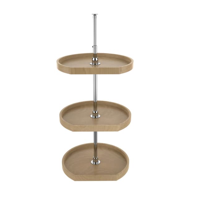 Rev-A-Shelf 4WLS-273 Series Wood D-Shape Lazy Susan, 3 Tray Set with Hardware