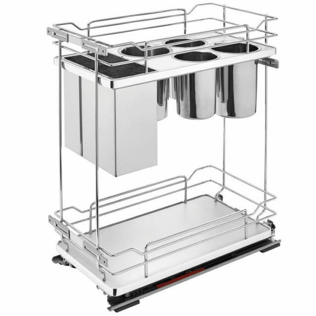 Rev-A-Shelf 5322KB Gray 2-Shelf Base Cabinet Pullout Organizer with Soft-Close Slides