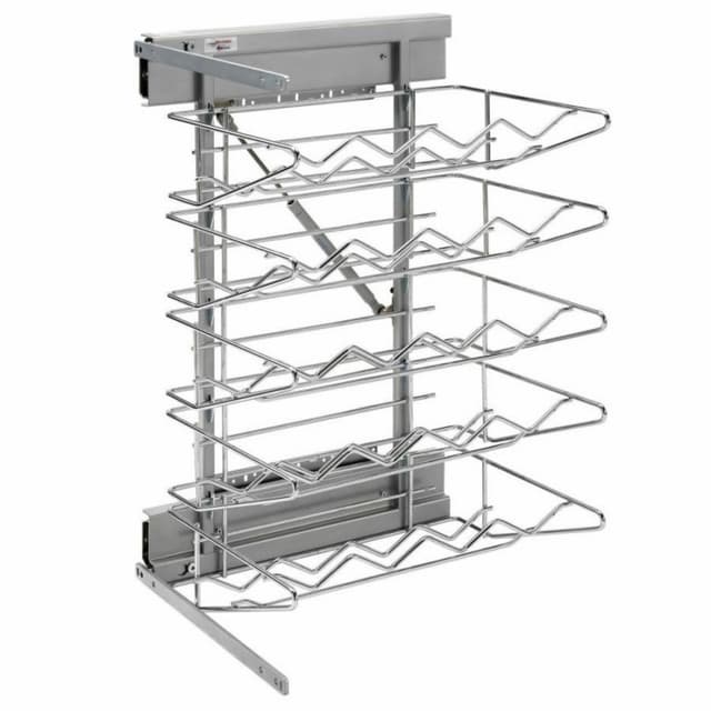 Rev-A-Shelf 5375 Chrome 5-Shelf Base Cabinet Pullout Organizer with Standard Slides