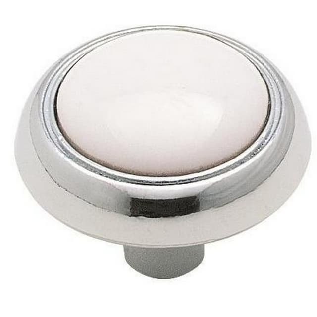 Amerock Hatfield Series Polished Chrome/White 1-3/16 in (30 mm) Diameter Knob, - 262WCH