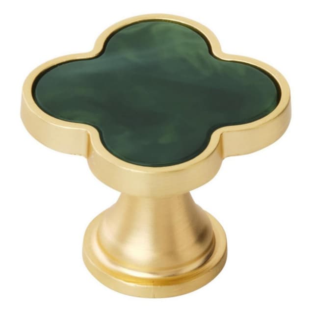 Amerock Accents Series Gold/Emerald Green 1-1/4 in (32 mm) L x 1-1/4 in (32 mm) W Knob, 2PK36970EMG