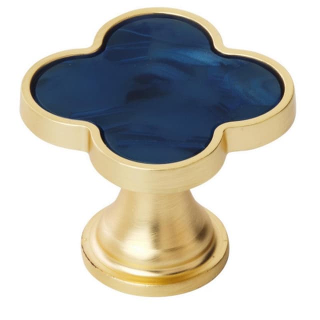 Amerock Accents Series Gold/Navy Blue 1-1/4 in (32 mm) L x 1-1/4 in (32 mm) W Knob, 2PK36970NVB