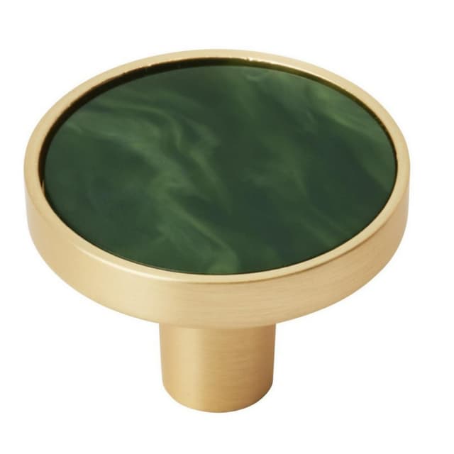 Amerock Accents Series Gold/Emerald Green 1-1/4 in (32 mm) Diameter Knob, 2PK36971EMG