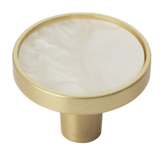 Amerock Accents Series Gold/Mother of Pearl 1-1/4 in (32 mm) Diameter Knob, 2PK36971MOP