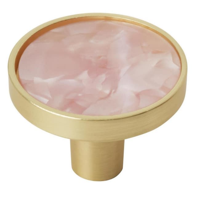 Amerock Accents Series Gold/Pink 1-1/4 in (32 mm) Diameter Knob, 2PK36971PNK