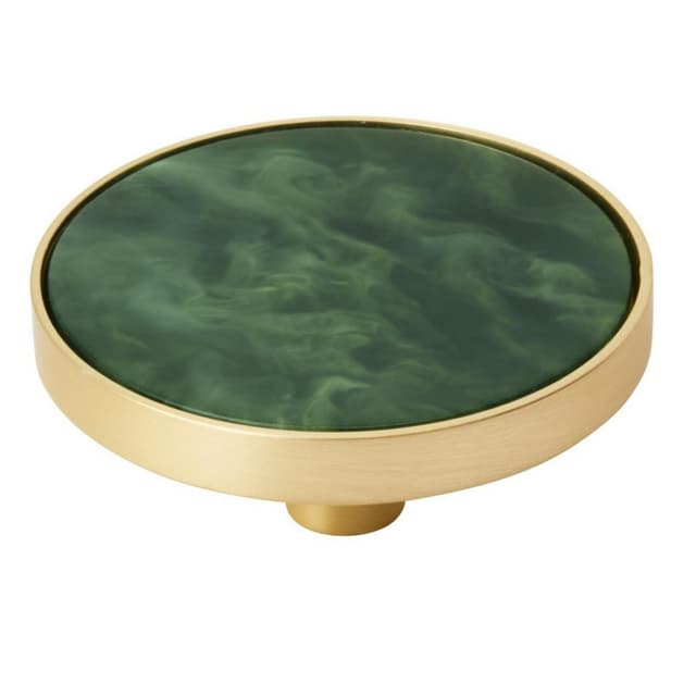 Amerock Accents Series Gold/Emerald Green 2 in (51 mm) Diameter Knob, 2PK36972EMG
