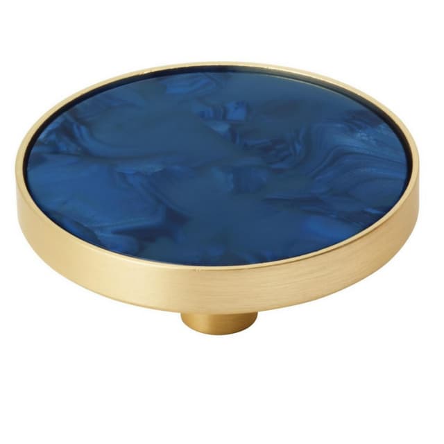 Amerock Accents Series Gold/Navy Blue 2 in (51 mm) Diameter Knob, 2PK36972NVB