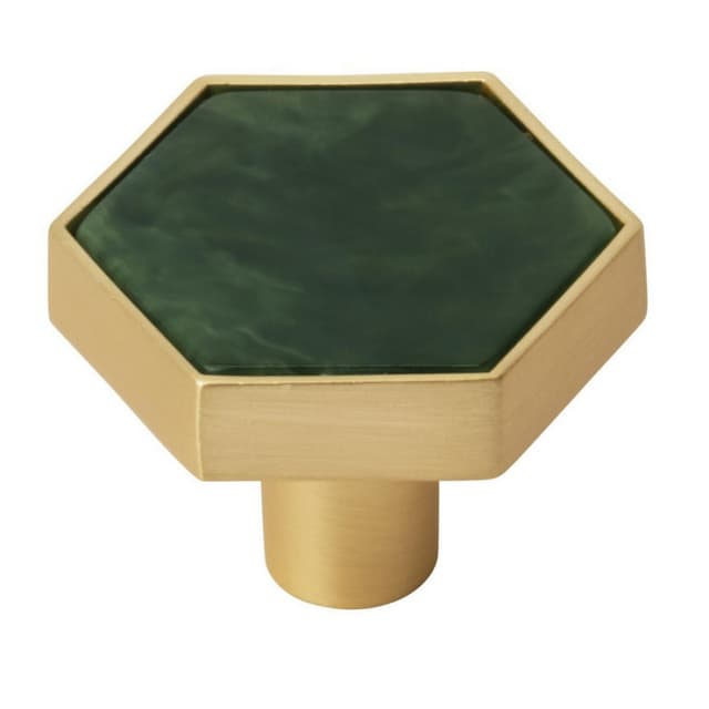 Amerock Accents Series Gold/Emerald Green 1-5/16 in (33 mm) L x 1-5/16 in (33 mm) W Knob, 2PK36973EMG