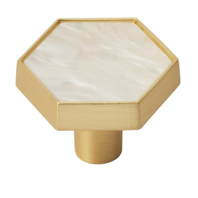 Amerock Accents Series Gold/Mother of Pearl 1-5/16 in (33 mm) L x 1-5/16 in (33 mm) W Knob, 2PK36973MOP