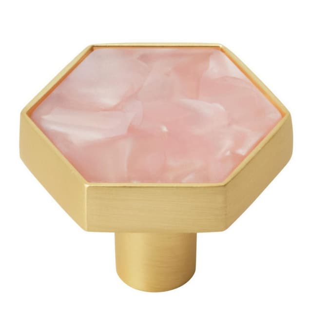 Amerock Accents Series Gold/Pink 1-5/16 in (33 mm) L x 1-5/16 in (33 mm) W Knob, 2PK36973PNK