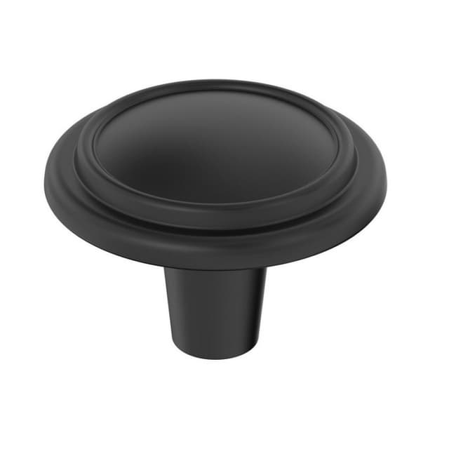 Amerock Hatfield Series Matte Black 1-1/4 in (32 mm) Diameter Knob, - BP29113MB