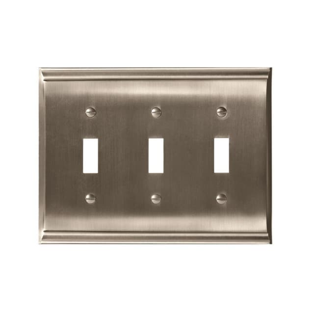Candler 6-1/2" 3 Toggle Wall Plate, Satin Nickel