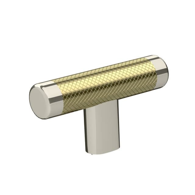 Amerock Esquire Series Polished Nickel/Golden Champagne 2-5/8 in (67 mm) L x 5/8 in (16 mm) W Knob, -BP36556PNBBZ