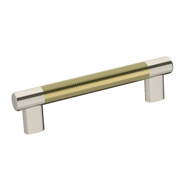 Amerock Esquire Series 5-1/16 in (128 mm) Center to Center Polished Nickel/Golden Champagne Pull, -BP36558PNBBZ